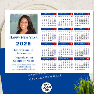 2025 Calendar Business-Logo-Foto Simple Blue Red Feiertagskarte