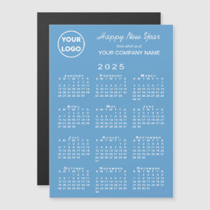 2025 Calendar Business-Logo Light Blue Holiday Magnetkarte