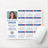 2025 Calendar Business-Logo Modern Blue Red Simple Mousepad (Mit Mouse)