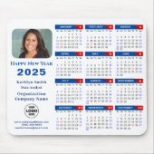 2025 Calendar Business-Logo Modern Blue Red Simple Mousepad (Vorne)
