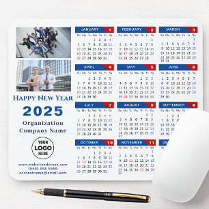 2025 Calendar Business-Logo Modern Blue Red Simple Mousepad