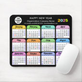 2025 Calendar Business-Logo Moderne Schwarze Farbe Mousepad (Mit Mouse)