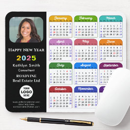 2025 Calendar Business-Logo Moderne Schwarze Farbe Mousepad