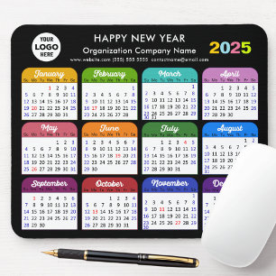 2025 Calendar Business-Logo Moderne Schwarze Farbe Mousepad