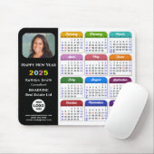 2025 Calendar Business-Logo Moderne Schwarze Farbe Mousepad (Mit Mouse)