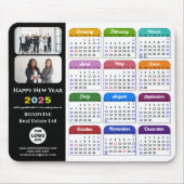 2025 Calendar Business-Logo Moderne Schwarze Farbe Mousepad (Vorne)