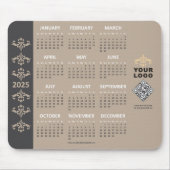 2025 Calendar Business Logo QR Code Latte Baroque Mousepad (Vorne)