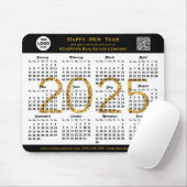 2025 Calendar Business-Logo QR Modernes Schwarzes  Mousepad (Mit Mouse)