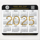 2025 Calendar Business-Logo QR Modernes Schwarzes  Mousepad (Vorne)