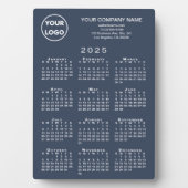 2025 Calendar Business-Logo Text Navy Blue Desktop Fotoplatte (Vorderseite)