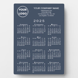 2025 Calendar Business-Logo Text Navy Blue Desktop Fotoplatte