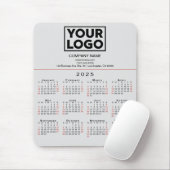 2025 Calendar Business-Logo und Text auf Grau Mousepad (Mit Mouse)