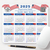 2025 Calendar Business-Logo US Patriotic Blue Red Mousepad