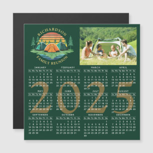 2025 Calendar Camping Family Wiedersehen Dunkelgrü Magnetkarte
