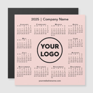 2025 Calendar Company Logo auf Coral Pink Magnet