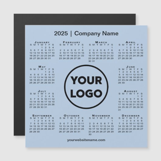 2025 Calendar Company Logo auf Light Blue Magnet (Vorne/Hinten)