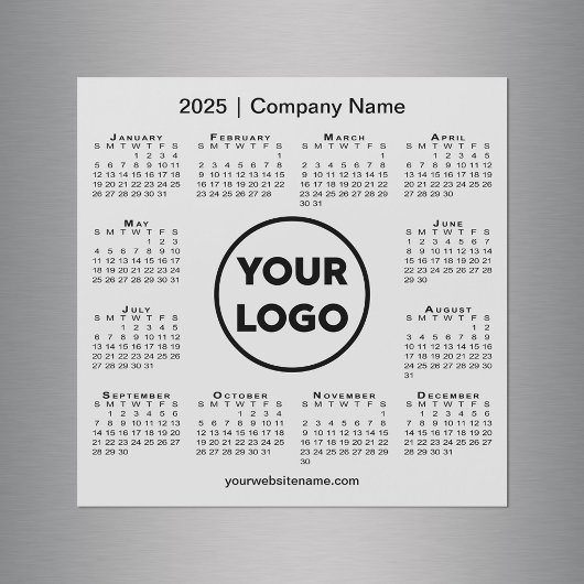 2025 Calendar Company Logo auf Light Gray Magnet