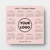 2025 Calendar Company Logo Pink Business Fotoplatte (Vorderseite)