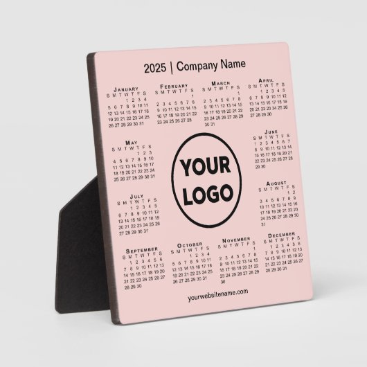 2025 Calendar Company Logo Pink Business Fotoplatte (Vorderseite)
