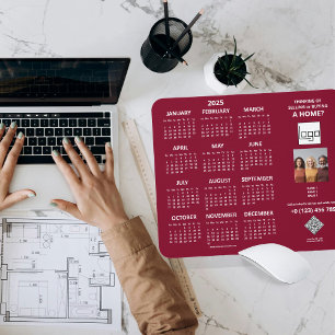 2025 Calendar Company Logo QR Code Burgundy Foto Mousepad