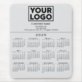 2025 Calendar Company Logo und Text auf Grau Mousepad (Vorne)