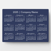 2025 Calendar Company Name Navy Blue Desktop Fotoplatte (Vorderseite)