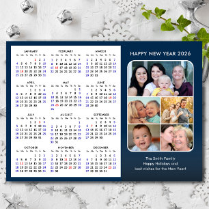 2025 Calendar Family Foto Modernes Blue Magnetic Magnetkarte