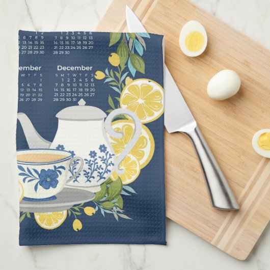 2025 Calendar Lemon Garden Geschirrtuch (Viertel Falte)