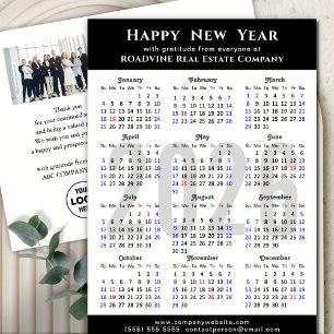 2025 Calendar Modern Black Business Foto Einfach Feiertagspostkarte