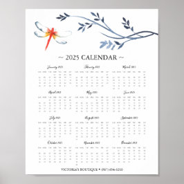 2025 Calendar Red Dragonfly Business Promo Poster