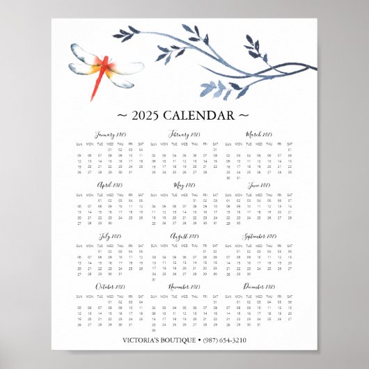 2025 Calendar Red Dragonfly Business Promo Poster (Vorne)