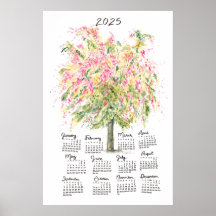 2025 Calendar Tall Aquarellbrunnendusche