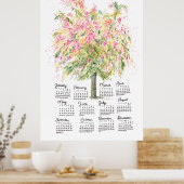 2025 Calendar Tall Aquarellbrunnendusche Poster (Küche)