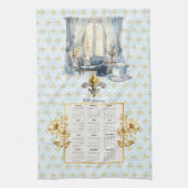 2025 Calendar Towel Blue Lilie Parisian Geschirrtuch (Vertikal)