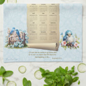 2025 Calendar Towel Bluebirds Vogelhaus ECC 3:11 Geschirrtuch (Gefaltet)