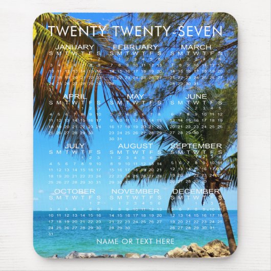 2025 Calendar Tropical Beach oder Ihr Foto & Text Mousepad (Vorne)