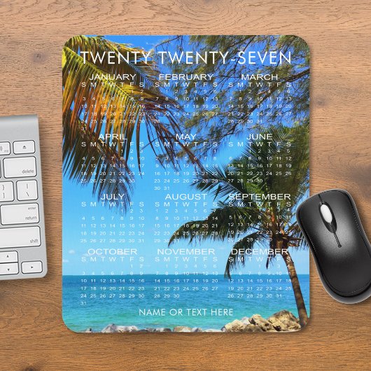 2025 Calendar Tropical Beach oder Ihr Foto & Text Mousepad