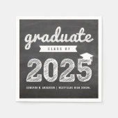 2025 Chalkboard Bold Sketch Graduation Party Paper Serviette (Vorderseite)
