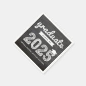 2025 Chalkboard Bold Sketch Graduation Party Paper Serviette (Ecke)