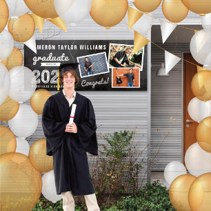 2025 Chalkboard Sketch 3 Foto Graduation Party Banner