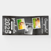 2025 Chalkboard Sketch 3 Foto Graduation Party Banner (Horizontal)