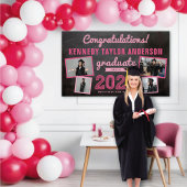 2025 Chalkboard Sketch 4 Foto Graduation Party Banner