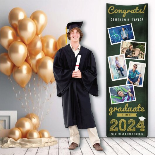 2025 Chalkboard Sketch 5 Foto Graduation Party Banner