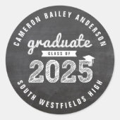 2025 Chalkboard Sketch Graduate Retro Abschluss Runder Aufkleber (Vorderseite)