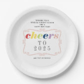 2025 Cheers Modern Retro Holiday Happy New Year Pappteller (Vorderseite)