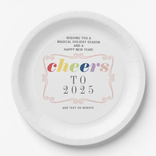 2025 Cheers Modern Retro Holiday Happy New Year Pappteller (Vorderseite)