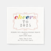 2025 Cheers Modern Retro Holiday Happy New Year Serviette (Vorderseite)