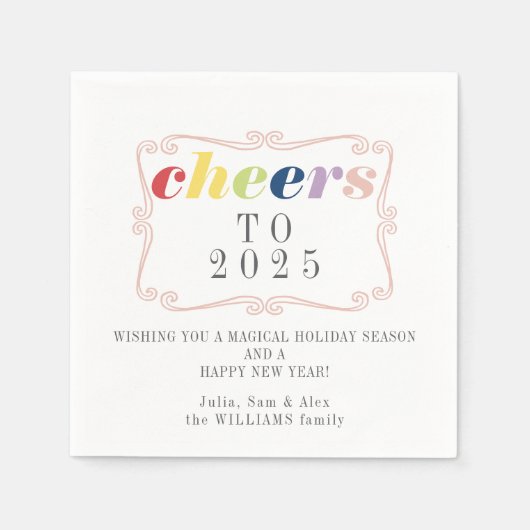 2025 Cheers Modern Retro Holiday Happy New Year Serviette (Vorderseite)