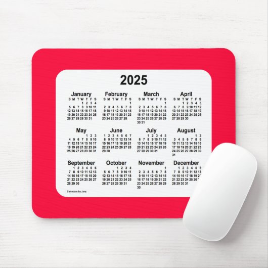 2025 Cherry Red Calendar von Janz Mouse Pad Mousepad (Mit Mouse)