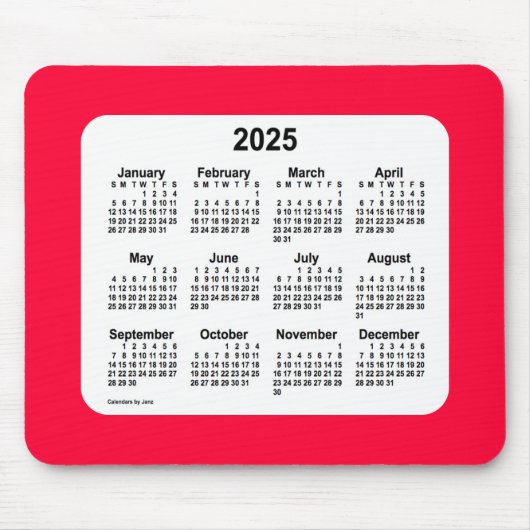2025 Cherry Red Calendar von Janz Mouse Pad Mousepad (Vorne)